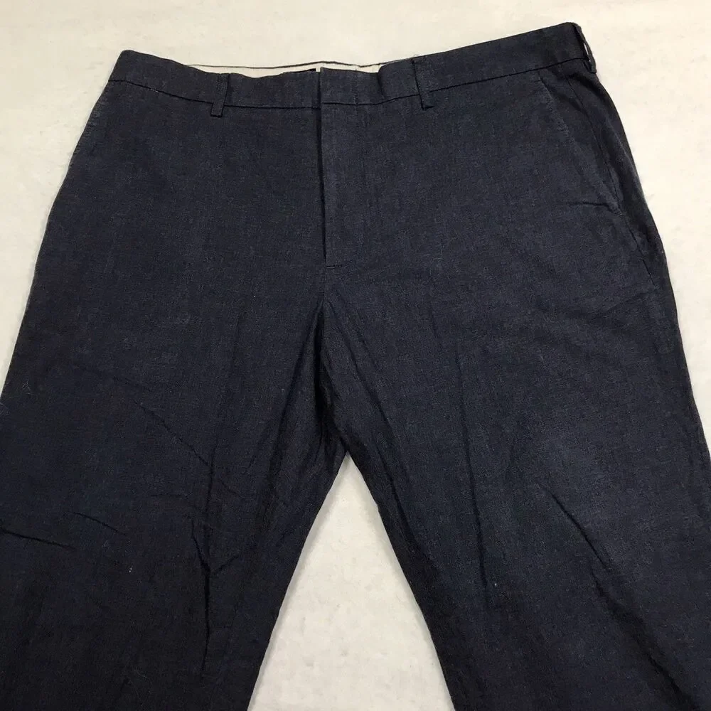 J CREW Thompson Pants Men 35x32 (36x29 actual) Navy Tapered Leg Chino Cotton